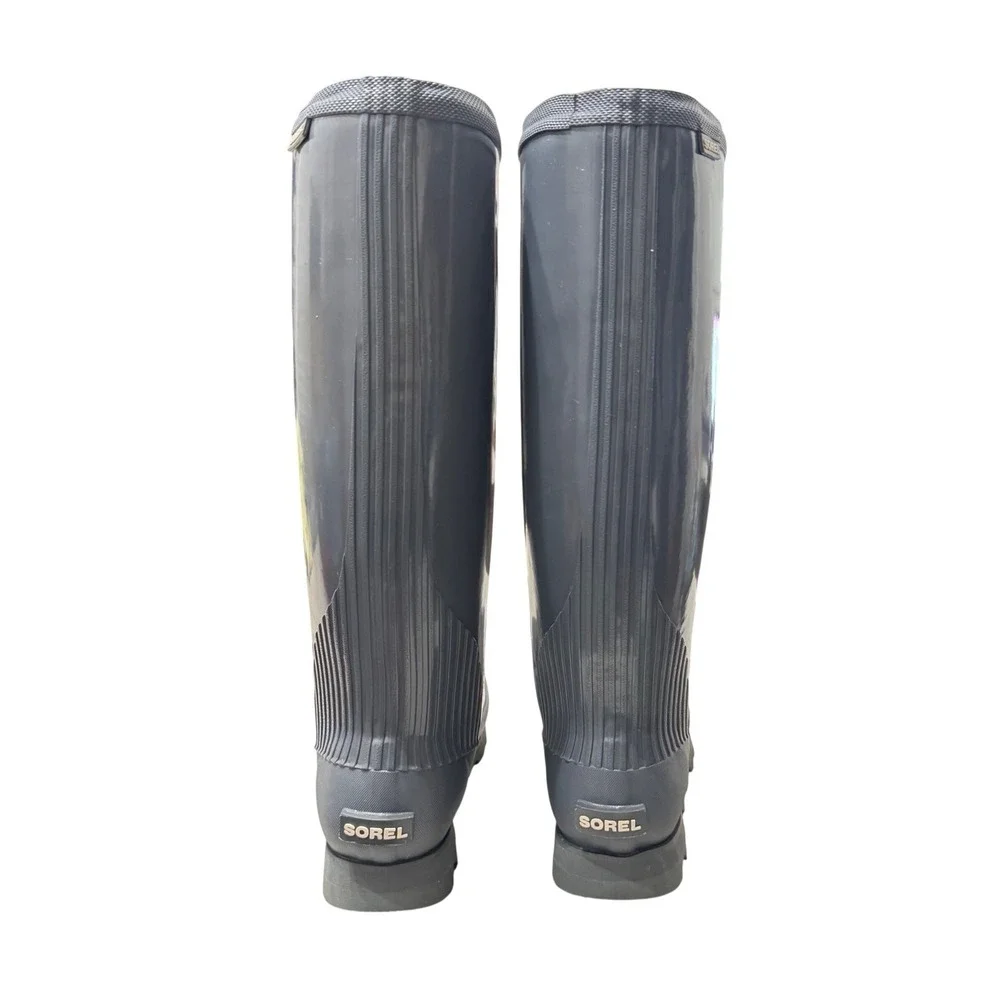 Sorel Joan Tall Rain Boots Womens 8 Graphite Gray Gloss NL2523-053